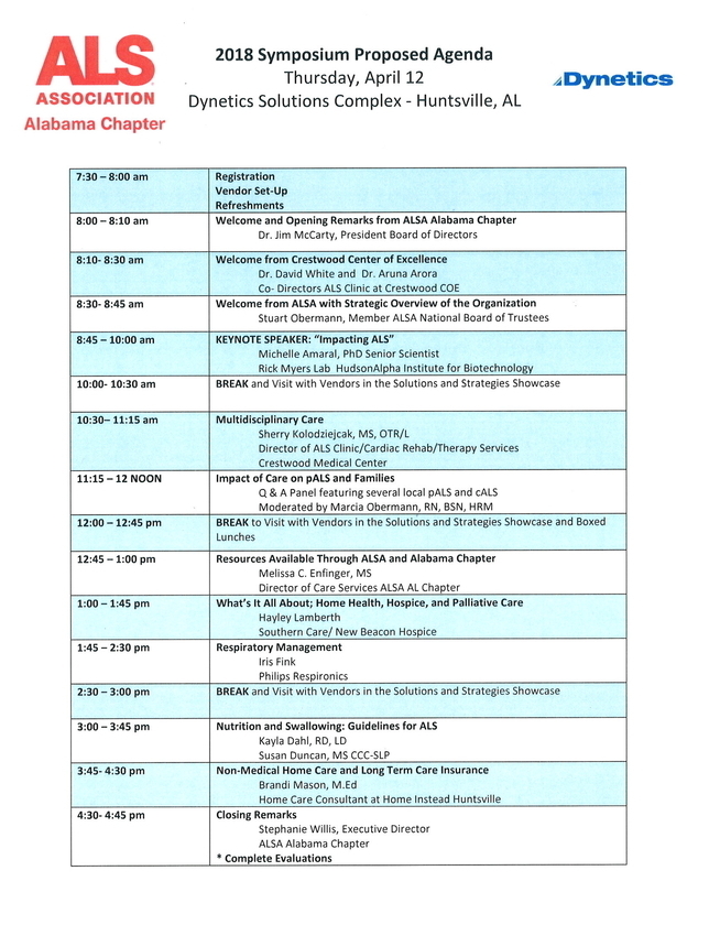 Symposium Agenda 2018